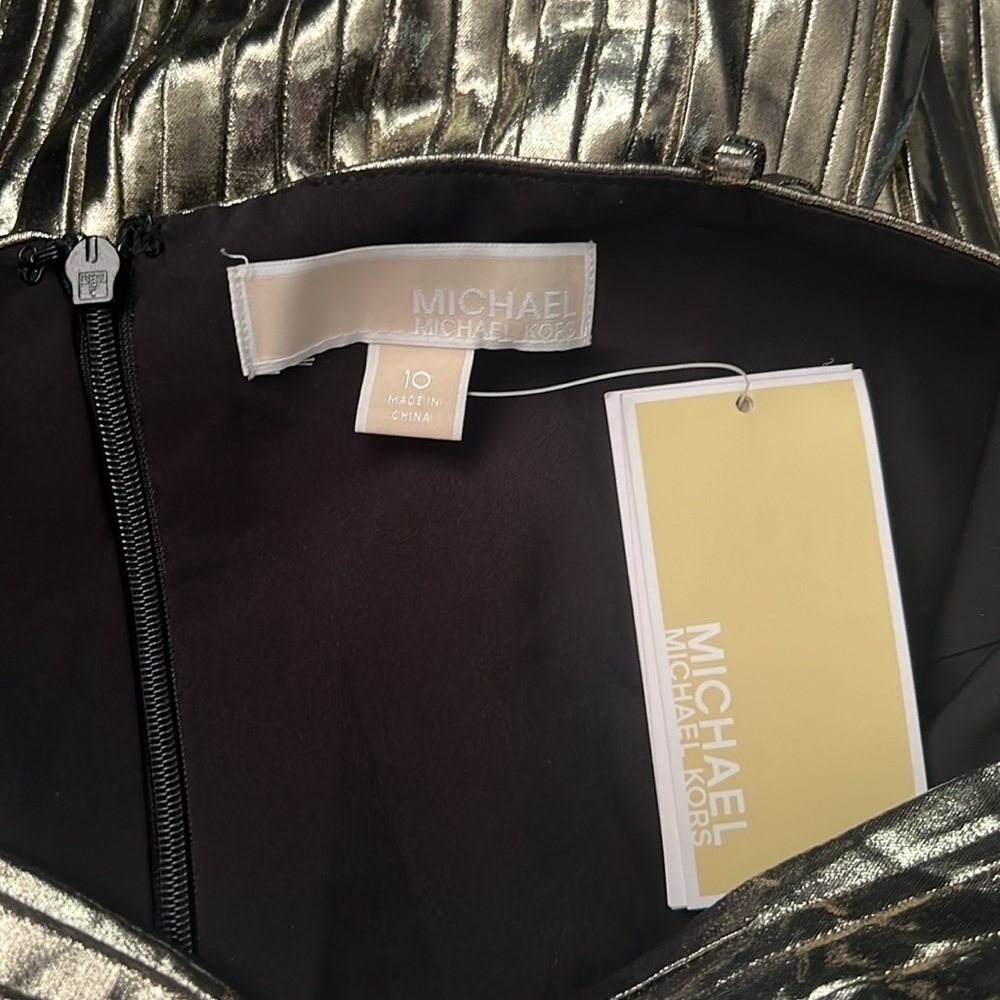 MICHAEL KORS Pleated Lamé Bustier Dress - Picture 6 of 7